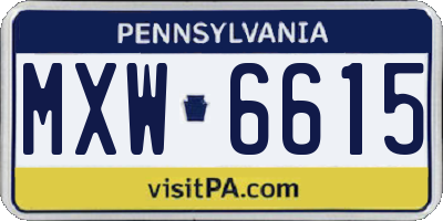PA license plate MXW6615