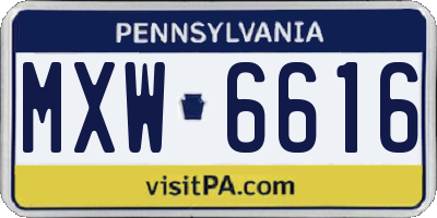 PA license plate MXW6616