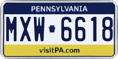 PA license plate MXW6618