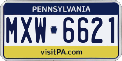 PA license plate MXW6621
