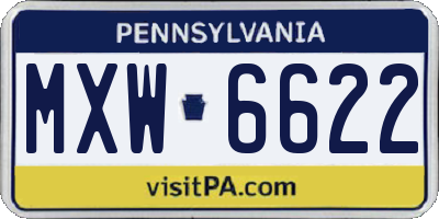 PA license plate MXW6622