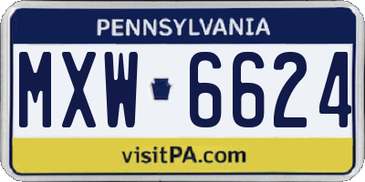 PA license plate MXW6624