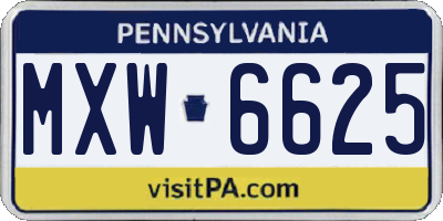 PA license plate MXW6625