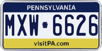 PA license plate MXW6626