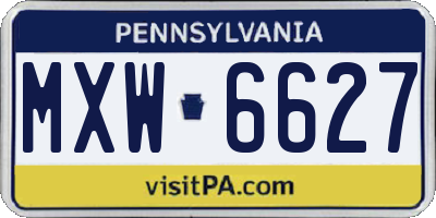 PA license plate MXW6627