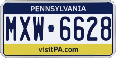 PA license plate MXW6628