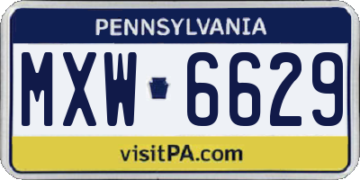 PA license plate MXW6629