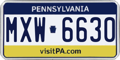 PA license plate MXW6630