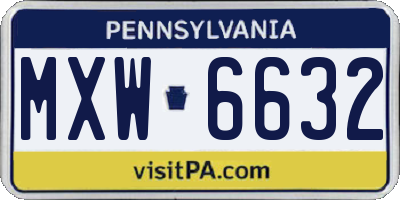 PA license plate MXW6632