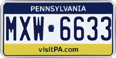 PA license plate MXW6633