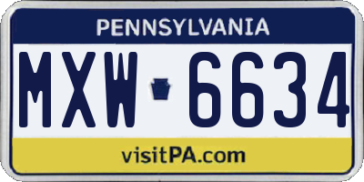 PA license plate MXW6634