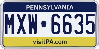 PA license plate MXW6635
