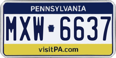 PA license plate MXW6637