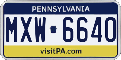 PA license plate MXW6640