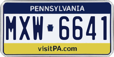 PA license plate MXW6641