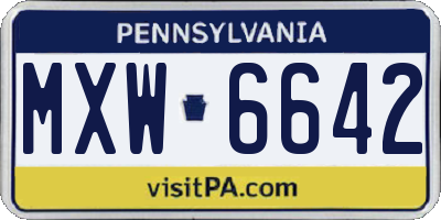 PA license plate MXW6642