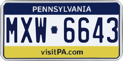 PA license plate MXW6643