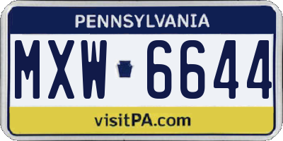 PA license plate MXW6644
