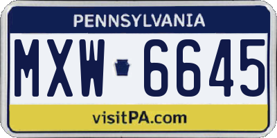 PA license plate MXW6645