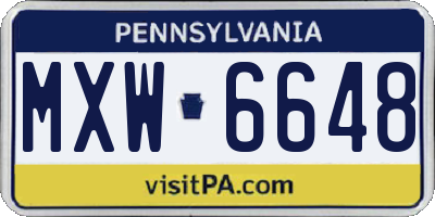 PA license plate MXW6648