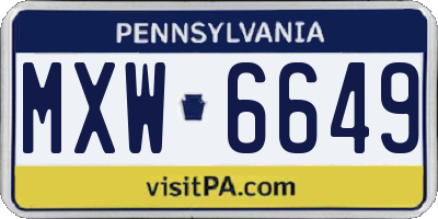 PA license plate MXW6649