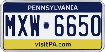 PA license plate MXW6650