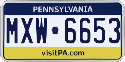 PA license plate MXW6653
