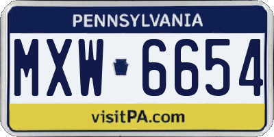 PA license plate MXW6654