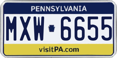 PA license plate MXW6655
