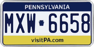 PA license plate MXW6658