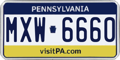 PA license plate MXW6660