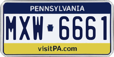 PA license plate MXW6661