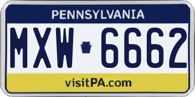 PA license plate MXW6662