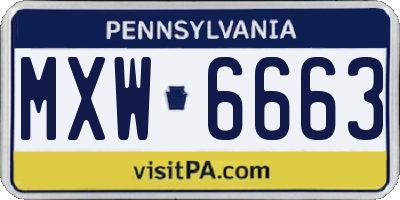 PA license plate MXW6663