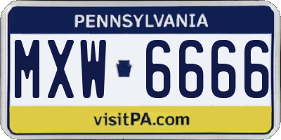 PA license plate MXW6666