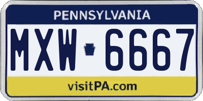 PA license plate MXW6667