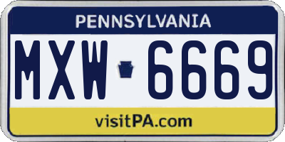 PA license plate MXW6669