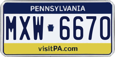 PA license plate MXW6670