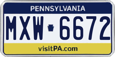 PA license plate MXW6672