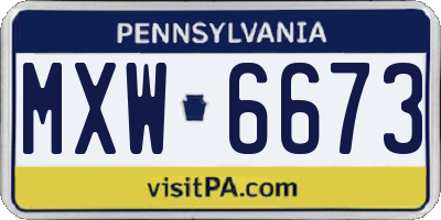 PA license plate MXW6673