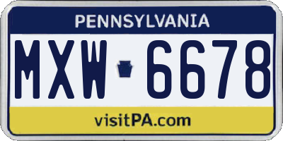 PA license plate MXW6678