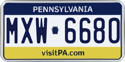 PA license plate MXW6680