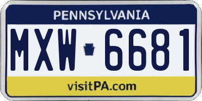 PA license plate MXW6681