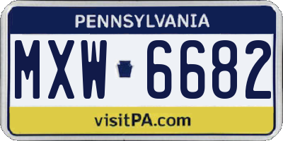 PA license plate MXW6682