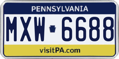 PA license plate MXW6688