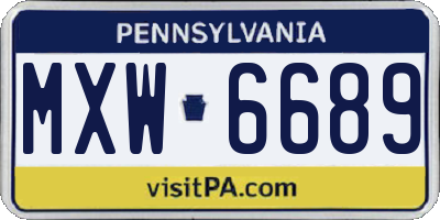 PA license plate MXW6689