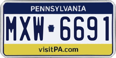 PA license plate MXW6691