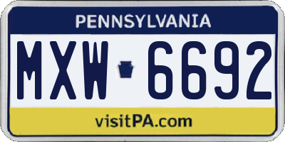 PA license plate MXW6692