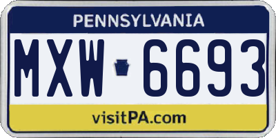 PA license plate MXW6693