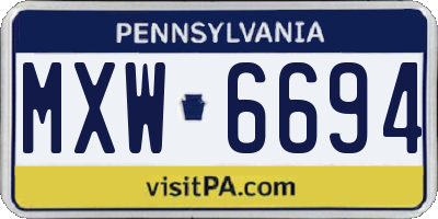 PA license plate MXW6694